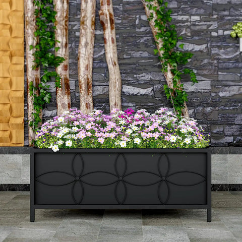 Sturdy Raised Garden Bed With Inner Fabric Liners For Vegetables And Flowers, Heavy Duty Planter Box for backyard patio.
