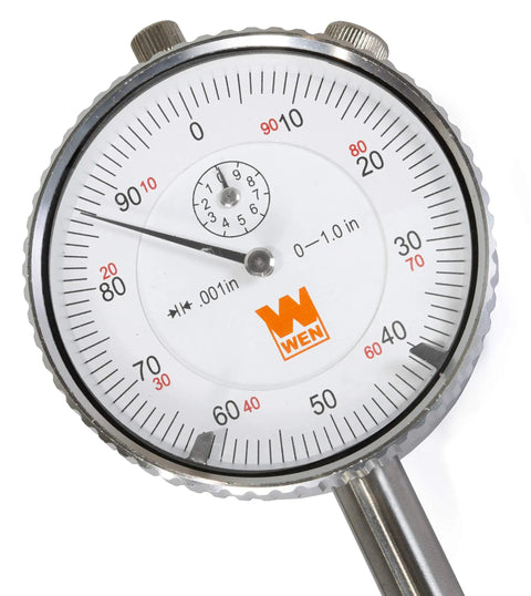 1 Inch Precision Dial Indicator With .001 Inch Resolution, Stainless Steel Rack, 2 Inch Display Face Close-Up
