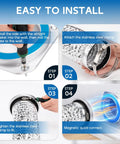 Installation steps for Magnetic Dryer Vent Connector Kit with Quick Connection, showing airtight seal and universal fit for 4-inch vents.
