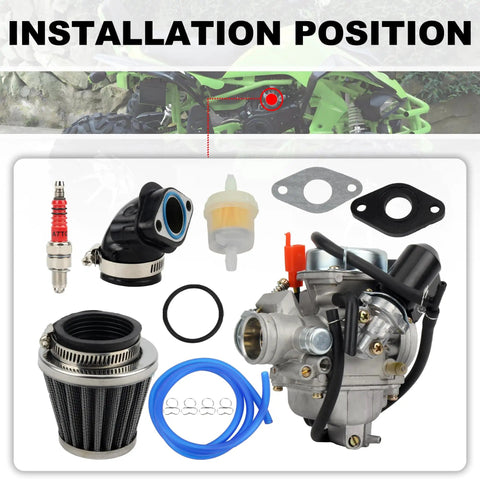 GY6 24mm Carburetor Kit With Manifold Air Filter Ignition Plug For 4 Stroke Engines 125cc 150cc ATV Go Kart Buggy Parts