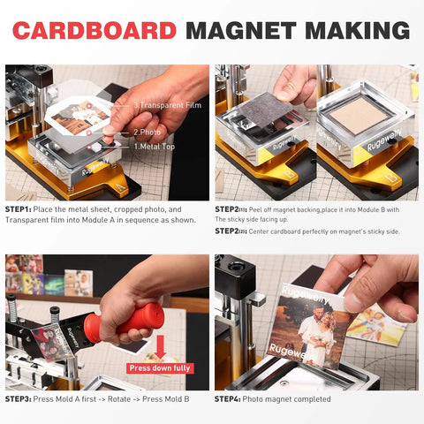 DIY Fridge Magnet Kit 2.5x2.5 Inch, 2-In-1 Magnet Maker And Cutter cardboard magnet making process