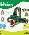 Roaring T Rex Dinosaur Headlamp For Kids And Adults LED Headlight Toy Flashlight With Super Bright Light Realistic Dino Design And Easy Adjustable Straps
