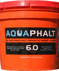 6.0 Permanent Asphalt Repair For Potholes, Driveways And Roads That Sets With Water, Lets Traffic Roll Right Away, Includes A 3 Year Warranty, Eco Friendly No VOCs, Black Color, Bucket Included orange bucket front view