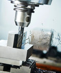 Square End Mill Carbide 4 Flute 3/8 Inch Cutting Tool for Milling Alloy Steels Hardened Steel in action on metal block