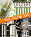 Heavy Duty 304 Stainless Steel Zip Ties, 4 Inch, 100 Pack on bamboo, fence, cage, and exhaust pipe, 200 Pound Tensile Strength