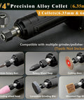 1/4" Precision Alloy Collet 6.35mm with various attachments for Built Like A Tank Cordless Die Grinder use.