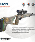 XM1 PCP Air Rifle With Scope In.22 Caliber Realtree Edge Camouflage Fiber Optic Sights displayed at an angle