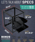 15U Open Frame Server Rack With Wall Mountable Design Including Vented Shelves, 25 Rack Screws, Four Leveling Feet, Shelf Stops, And Securement Straps