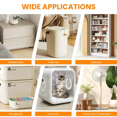 Wide applications of 4 Pack Ball Bearing Swivel Casters, 360 Degree Rotation Universal Caster Wheels on furniture and storage items