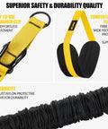 Heavy Duty Pull Up Assistance Bands 260lbs for at home workouts with adjustable nylon straps showing carabiner clip and footrest detail