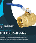 2 Inch IPS Heavy Duty Full Port Ball Valve Brass Plumbing Fitting For Water Lines Inline Shutoff With Easy Operation And Stamped Steel Handle