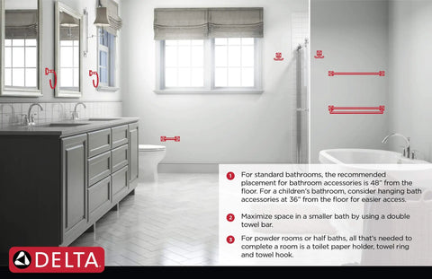 Modern bathroom with wall-mounted towel bars, including a 24 Inch Matte Black Towel Bar for Bathroom Wall Mounted Towel Rack Sturdy Zinc Construction No Fuss Install Easy Mount Towel Holder Rod with Durable Finish Built to Last for Everyday Use.
