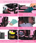 Wearable Cleaning Caddy Bag In Pink With Adjustable Straps And Divider 14 Inch Cleaning Supplies Organizer, water-resistant nylon
