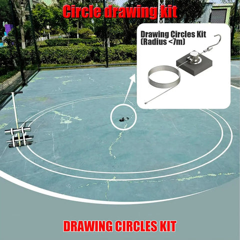 Dual Line Floor Tape Applicator For Quick Floor Marking In Warehouses, Aisles, Playgrounds And Gyms, Pasting Machine With Circle Drawing Kit, Keeps Lines Straight From Standing Position, Reduces Back Strain, Roller Masking Option. circle drawing kit for sports court, radius under 7m