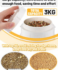No Mess Automatic Chicken Feeder Designed To Slash Feed Costs Thickened Pvc Wall Mount Poultry Dispenser For Happy Flocks And Backyard Coops Quick Install Setup with 3kg capacity filled with feed.