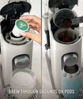 Pod and Grounds Single Serve Coffee Maker With Built In Milk Frother 56 Oz Reservoir K-Cup Pod Compatible brewing both pods and grounds