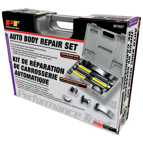 Auto Body Repair Kit Pro Grade With Hammers On Fiberglass Handles And Dollies In A Tool Case packaging