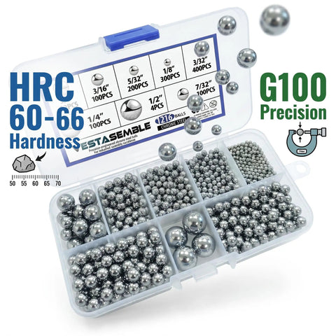 Get This Huge 1216 Piece G100 Chrome Steel Ball Bearings Kit Crafted From Aisi 52100 High Carbon Steel Hardened To Sixty Six Rockwell