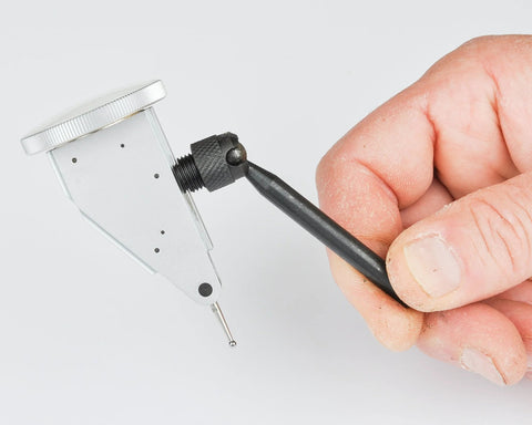 Fowler universal indicator holder with swivel and 0.25 in shank, side view.