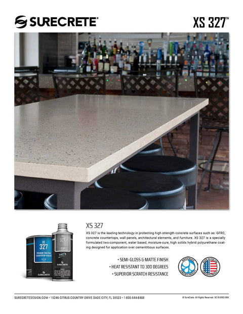Rock Hard Concrete Countertop Sealer Semi Gloss Water Based Formula Food Safe Shield on polished concrete bar top.