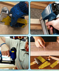 Image showing use of Top Shelf 23 Gauge Headless Pin Nails For Pneumatic Nail Guns with tools for woodworking projects.