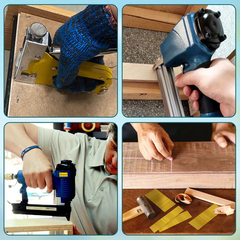 Image showing use of Top Shelf 23 Gauge Headless Pin Nails For Pneumatic Nail Guns with tools for woodworking projects.
