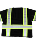 Real Deal Class Three High Visibility Safety Vest With Bold Reflective Tape Super Breathable Mesh Material Built Tough Storage Pockets Ansi Certified Job Site Essential For The Whole Foreman Crew Pack Black 5Xl back view showing reflective tape and mesh design.