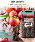 Person using smartphone to scan barcodes on apples in a basket, related to Smart Food Scale With Nutritional Calculator And App.