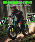 Rider on High Power 1500W Peak Fat Tire Electric Bike For Adults With All Terrain Tires Great For Road Sand Snow 60 Mile Range