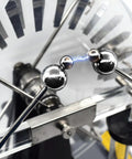 Wimshurst Generator Set Includes 2 Leyden Jars For Science Class High Voltage Up To 75000 Volts Electrostatic Motor Lightning Reenactment Hands On Experiment Kit, detail view showing sparking electrodes