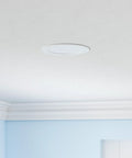 Six Pack 4 Inch Smart WiFi LED Recessed Lights RGB CW Color Changing Kit With Alexa And Google Home Compatibility, installed in ceiling