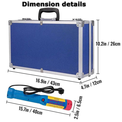 Handheld Electromagnetic Induction Heater 1000W Flameless Bolt Nut Bearing Extractor in rugged case with dimensions displayed.