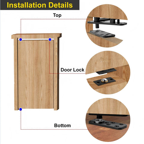 Heavy Duty Hidden Door Hinges Thickened Solid Steel Pivot Hinge With 360 Degree Rotation And 570 Lbs Load installation details