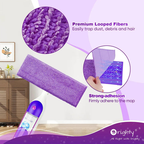 Microfiber Mop Pads For Swiffer PowerMop And 13 To 15 Inch Mops 10 Pack Reusable Wet And Dry Cleaning Pads For Dust Pet Hair And Sticky Spills Easy Attach And Quick Switch, purple microfiber pad close-up