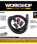 Dual Flex 2.5 Inch By 7 Foot Locking Shop Vac Hose Replacement for Wet Dry Vacuums with attachments and flexible design