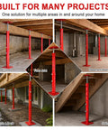 Heavy Duty Steel Crawl Space Jacks 4 Pack Adjustable Leveling Posts 19 To 36 Inches for supporting crawl spaces and beams.