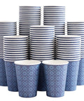 Stack of 240 Pack 12 Oz Disposable Paper Cups Navy Floral Hot And Cold Bev Cups For Home Office Restaurant And Events Leak Proof