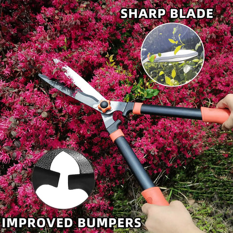 Heavy Duty Loppers Hedge Shears And Pruners 3 Piece Pro Grade Garden Tool Set featuring sharp 23 inch hedge shears on bush