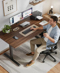 Klicelor 48 x 28 Electric Standing Desk With Memory Presets And Hooks height adjustable sit stand up home office with dual monitors.