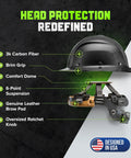 Carbon Fiber Full Brim Hard Hat With Reinforced Shell For All Day Comfort And Expanded Coverage White Carbon Safety Gear diagram