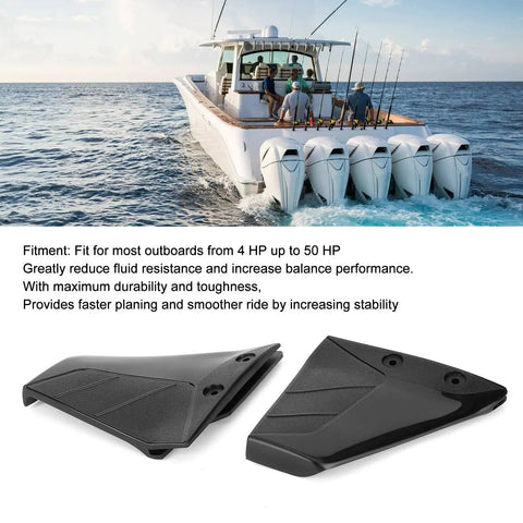 Hydrofoil Boat Stabilizer Kit For Outboard 50HP Systems, Easy Screw Nut Install, Boost Stability, shown next to boat