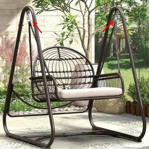 Heavy Duty Porch Swing Springs 2 Pack 750Lbs Each Total 1500Lbs Capacity For Ceiling Mount Indoor Outdoor Hammock Chair Suspension Hangers Premium Steel Construction With Shock Absorbing Coils For Smooth Swing attached to swing