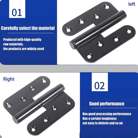 Heavy Duty Lift Off Door Hinges Set 4 Inch By 3 Point 5 Inch H Shaped Detachable Hinges Black 201 Stainless Steel
