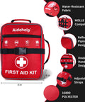 Red 520 Piece Premium First Aid Kit for Home Car Travel Camping Hiking School with MOLLE and labeled compartments