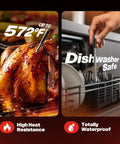 Smart Wireless Meat Thermometer With 6 Sensor Array 0.5S Instant Read IP67, measuring temperature in oven and dishwasher safe.