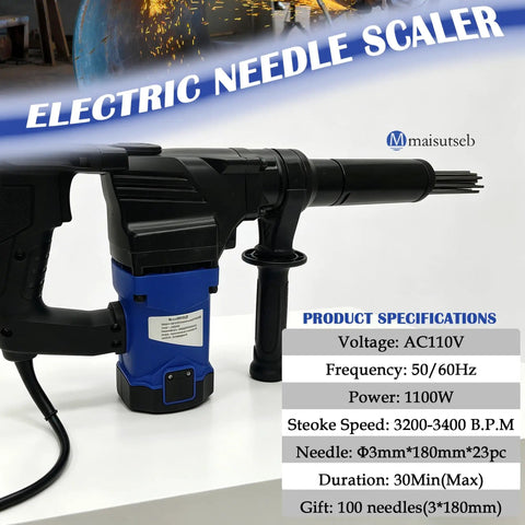 Electric Needle Gun Scaler for Rust Removal, 110V Industrial Grade Pneumatic Tool with pistol grip on display