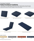 Montlake Water-Resistant Outdoor Quilted Bench Cushion For 54W X 18D X 3T Benches Navy Patio Swing Seat And Loveseat Pad All-Weather FadeSafe Fabric So Comfy Patio Furniture Cushion displayed in a variety of styles.