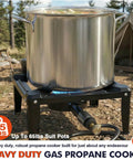 Heavy Duty Portable Propane Camping Stove With 65 Lb Support Single Burner Outdoor Gas Stove cooking seafood in large pot