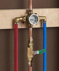 Two Pack Three Quarter Inch NPT Full Port Ball Valve Lead Free Brass Drinking Water Shut Off Valve installed in plumbing system