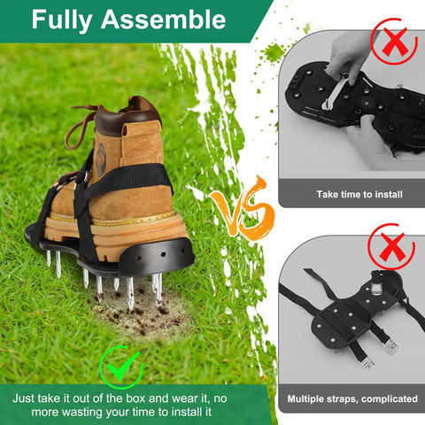 Heavy Duty Lawn Aerator Shoes With Spikes Easy Wear Hook And Loop Straps Preassembled Aeration Sandals One Size Fits All